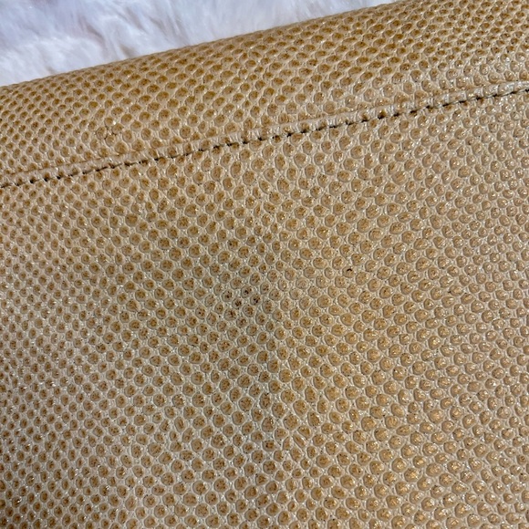 Halogen beige sparkle leather clutch with chain - Picture 4 of 8